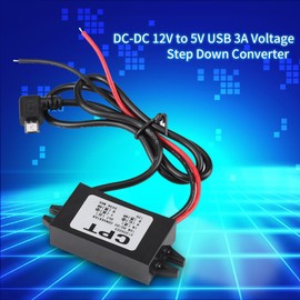 DC 12V to 5V 3A Voltage Converter, 12V to 5V Converter, Micro USB Converter Voltage Lowering Regulator for Car Smartphone