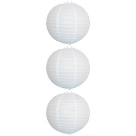 MYGLOAR Pack of 3 Lampshade, White Round Lantern, Paper Lantern, Lampshade Pendant Lamp, Round Paper Lampshade Clock, Wedding Decorations, Party Prop Accessories (Sizes 20 cm)