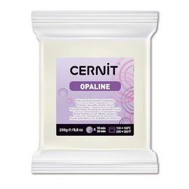 Cernit CE0880250010C Block Modelling Clay (Polymer) Opaline, Semi Translucent, Oven Hardening, Ready to Use, 250 g, Ideal for DIY, Jewellery & Figures, for Beginners and Hobby Artists, White, Pack of