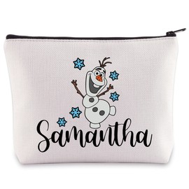 BWWKTOP Muñeco de nieve Olaf - Bolsa de maquillaje con cierre Samantha para mujeres y niñas, samantha, Talla