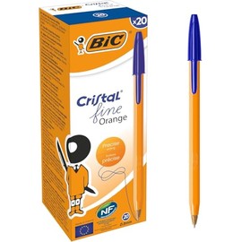 Bic Orange Fine Ballpoint Pen Blue Ink [Pack of 20]