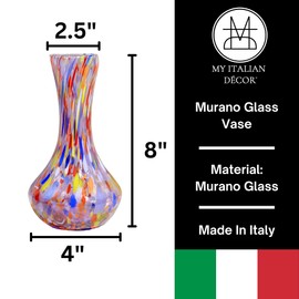 Murano Glass Vase, Violet Rose Color, 8 inch, Hand Blown, Centerpiece, Home Decor, Tulip Vase, Art Glass, Vase for Flowers, Made in Italy