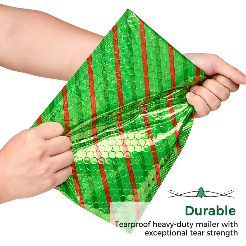 25 Pack Christmas 7x10 inch Poly Bubble Mailers Padded Envelopes