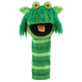 The Puppet Company Squelch ECO Sockette Hand Puppet - Eco-Friendly Swamp Monster Puppet Toy with Cheeky Smile & Squeaky Tongue - Fun for Kids & Adults - 38cm