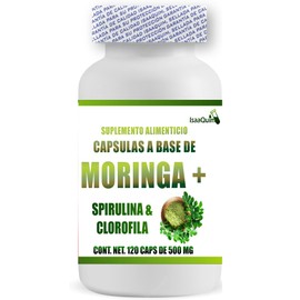 MORINGA + ESPIRULINA Y CLOROFILA 120 capsulas de 500 mg