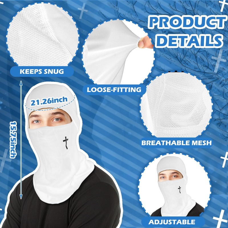 Jeere 2 Pack Faith Cross Sun Protection Face Cover Loose-Fitting