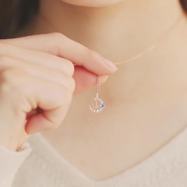 K.L.Y Women's Necklace, Lucky Star, 925 Silver, Pendant, 3A Zirconia, 18K Pink Gold, Hypoallergenic, Birthday Gift, Women's Jewelry