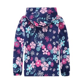 M2C Girls Outdoor Waterproof Floral Fleece Lined Windproof Jacket 4/5 Navy