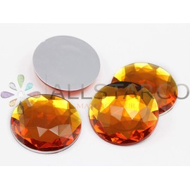 30mm Flat Back Round Acrylic Rhinestones Plastic Circle Gems for Costume Making Cosplay Jewels Pro Grade Embelishments - 12 Pieces (Orange Hyacinth H125)