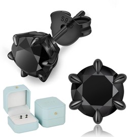 KRKCLIFE Moissanite Earrings for Men, Diamond Studs Earrings for Birthday Anniversary, Hypoallergenic 925 Sterling Silver, Black 6-Prong 2ct D Color VVS1, Gifts for Him Boyfriend