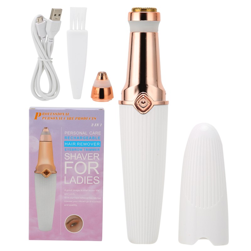 2 in 1 Electric Eyebrow Trimmer Lipstick Shape USB Rechargeable