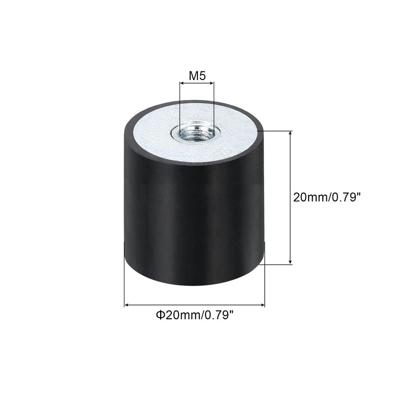sourcing map 8Pcs 20 x 20mm M5 Thread Female Rubber