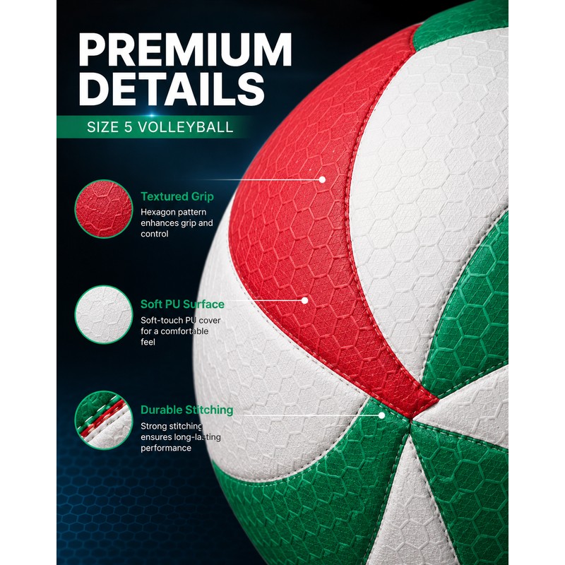 Model 5000 Size 5-Style Volleyball – PU Leather Training Ball