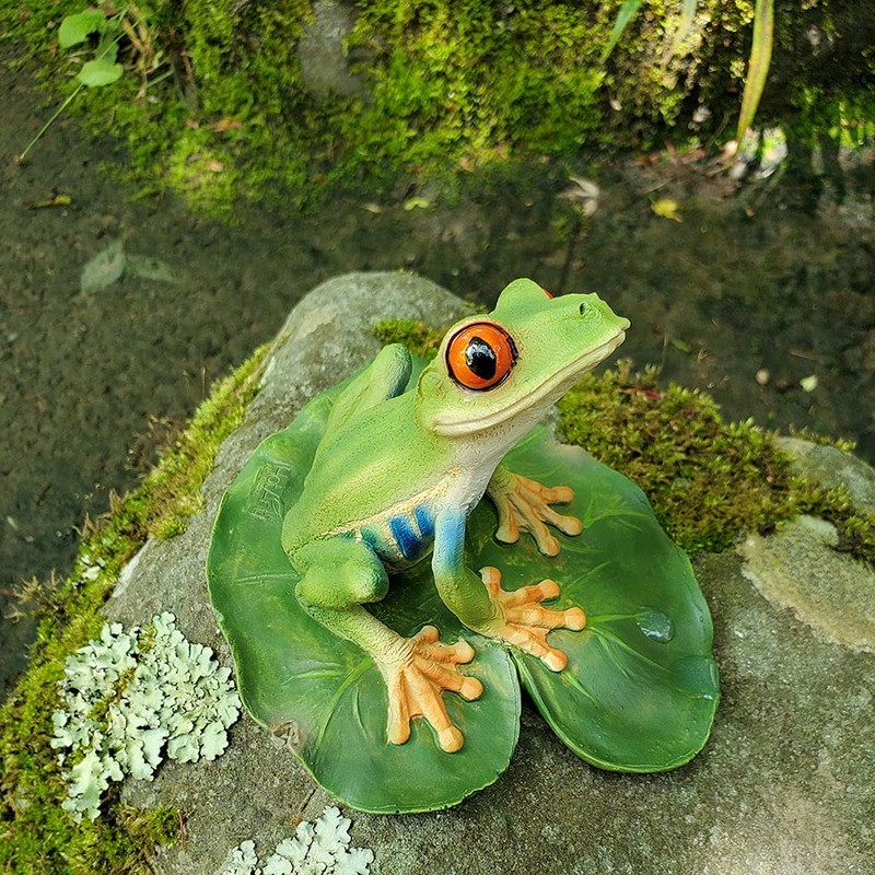 Devarier ca187b Frog Figurine, Red-headed Frog, Resin, Perfect Gift
