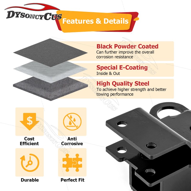 DY For 2006-2023 honda Rincon 680 2" Steel Receiver Hitch