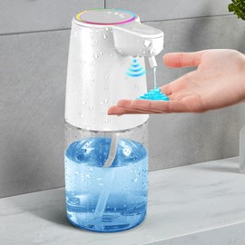 Touchless Automatic Soap Dispenser for Kitchen Sink & Bathroom - 450mL Smart Anti-Clog with Self-Cleaning, IPX7 Waterproof, 4 Adjustable Liquid, 160-Day Battery (White)