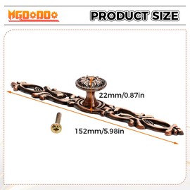 Mgoodoo Retro Door Handle Metal Knob Cupboard Handle Brass Bronze Drawer Wardrobe Pull Handle 152mm Red Antique Brass Pack of 2