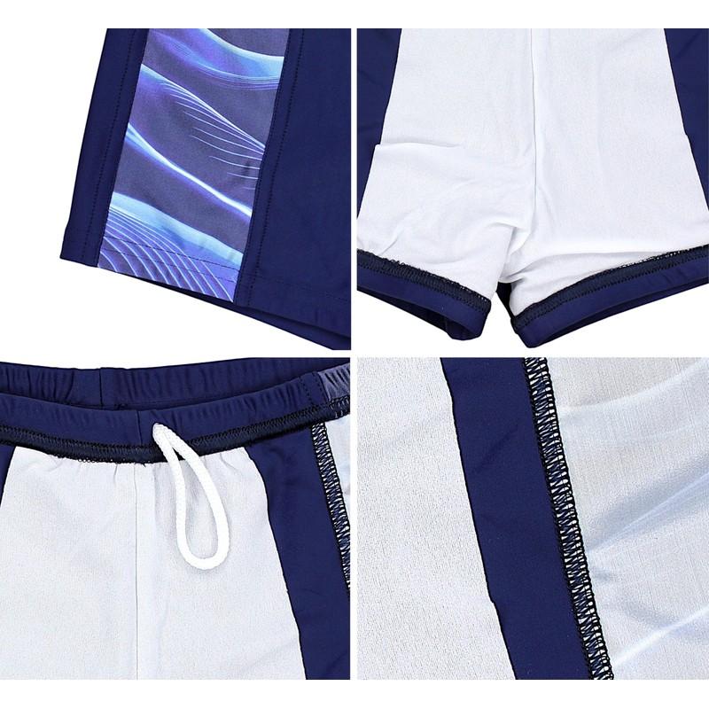 Aquarti Men's Swimming Trunks Short Sporty Stripes, 11307 dark blue/blue,