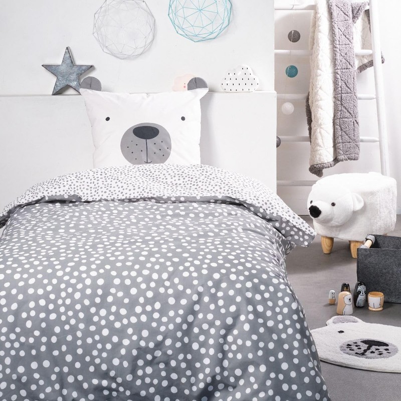 Children's Bedding Set, Polar Bear with Polka Dots, 100% Cotton,
