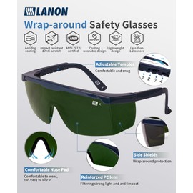LANON Welding Safety Glasses,IR Filter Shade 5.0 Lens,Anti-Scratch & Anti-Impact,ANSI Z87.1 Double-sided Antifog,Wrap-Around Protective Safety Goggles,UV Protection