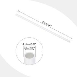 MACHSWON PVC Pipe 8mm ID 10mm OD 350mm Length Round Plastic Rigid Tubing High Impact for Drain Pipe Cable Sleeve(White)