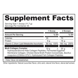 Ancient Nutrition Ancient Nutrition Collagen Powder Protein, Multi Collagen Protein, Cucumber Lime, Hydrolyzed Collagen Peptides Supports Skin and Nails, Joint Supplement, 18.6oz