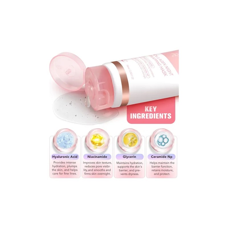 2pcs Collagen Night Wrapping Mask, Mejora La Elasticidad