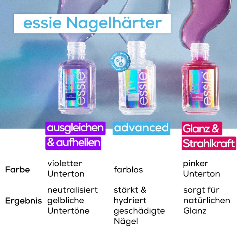 Essie Nagelhärter hard to resist mit violettem Unterton zur optischen