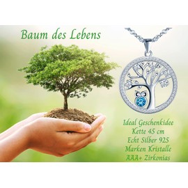 MŚ 1997 MENNICA ŚWIDNICKA Women's Owl Tree of Life Necklace 925 Silver – Austrian Zircons – Unique Gifts for Women with Attractive Design Gift, Sterling Silver, Cubic Zirconia