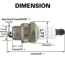 JoyTube L7T Spark Plug, Replaces BPM7A BPMR7A RCJ6Y RCJ7Y BM6A CJ8 WSR5F for 33cc 43cc 47cc 49cc 52CC 2-Stroke Small Engine MS290 021 023 024 025 026 etc, 2 Pack