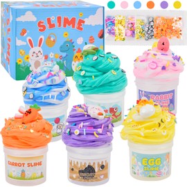 Easter Slime Easter Basket Stuffers - 6 Pack Prefilled Easter Eggs with Slime, Charms, and Toys, Easter Egg Fillers for Kids, Toddlers, Teens, Boys, & Girls, Fun Gifts and Party Favors
