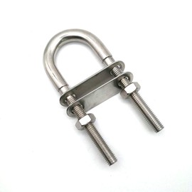 Marine U Bolt 316 Stainless Steel Boat Stern Bow Eye Tie Down U Bolt with Plate and Nuts (3/8")