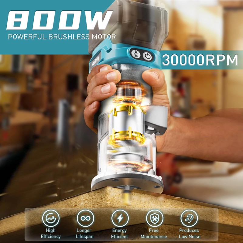 MtiolHig Cordless Compact Router Compatible with Ma-kita Battery (Bare Tool),