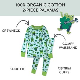 HonestBaby Celebration 2-Piece Pajamas Sleepwear PJs 100% Organic Cotton for Baby, Toddler, Kids, St Pats Boy, 24 Months