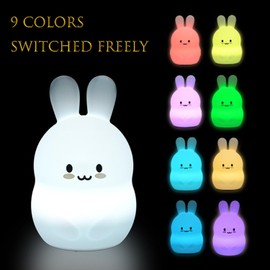 xinjinhju Nachtlicht für Kinderzimmer Bunny Kinderzimmerlicht Dekorative Lichter - augenschonend, einstellbare Helligkeit und Farbe, Zeiteinstellung - Geschenk für Jungen und Mädchen - Medium