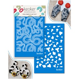 KEOKER Animal Print Silk Screen for Polymer Clay, Snake Pattern Silk Screen Polymer Clay, Cow Speckled Silk Screen Stencils for Polymer Clay (4 Animal)