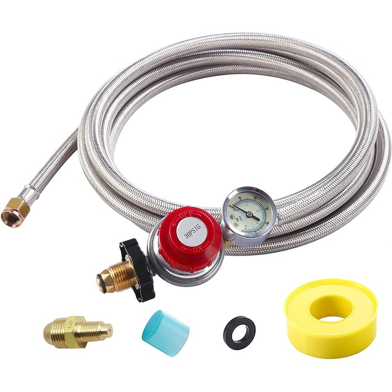 18FT High Pressure Propane Regulator with Hose, Adjustable 0-30 PSI