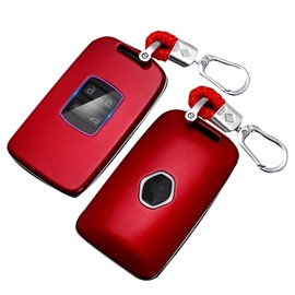 Yuiturt Carbon Fibre Renault Key Cover for Renault Koleos, for Koleos Key Cover, Smart All Inclusive Key Cover, 4 Button Key Cover, Sensitive Buttons (Red), red