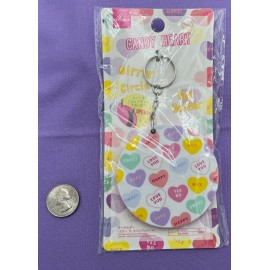 Unbranded Round Candy Heart Mirror Keyring - Cute and Compact - Limited Stock - Buy It Now