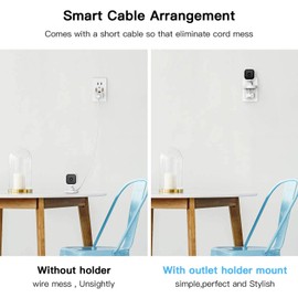 HOLACA 2 Pack Blink Mini Outlet Wall Mount, 360 Degree Swivel AC Outlet Wall Plug Mount Stand Holder Bracket,No Messy Wires or Wall Damage
