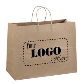 Flexicore Packaging 16"x6"x12" | 10 to 1,000 Pcs - Brown Kraft Paper Bags, Shopping, Merchandise, Party, Gift Bags, (Custom Printed-BROWN)