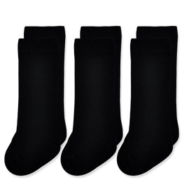 EPEIUS Baby Knee High Socks - Seamless Cotton Stockings for Boys/Girls, 6-12 Months, 3 Pack, Black