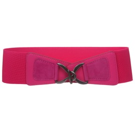 beltiscool Women's 3" (75 mm) Wide High Waist Fashion Stretch Belt, Hot Pink | m/l (32"-34" waist)