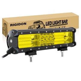 RIGIDON 12 Inch 180W Amber Light Bar, Triple Row Flood Spot Combo 18000LM LED Light Bar Waterproof Driving Boat Road LED Work Light for ATV UTV Truck