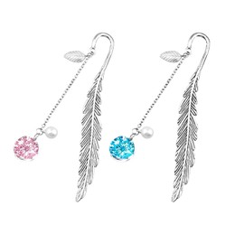 2pcs Metal Bookmarks Feather Bookmark Cute Funny Book Lovers Book Accessories Gifts for Book Lovers Men Women Teachers