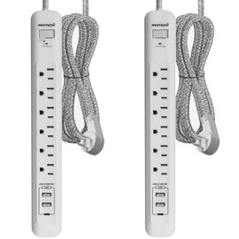 Oviitech Surge Protector Power Strip with USB Port,6 AC Outlets with 3 USB Ports Power Strip(2 usb-A,1 usb-C),10FT Extension Cord Flat Plug for Home, Office, Travel and Dorm Room,White,2 pack,ETL List