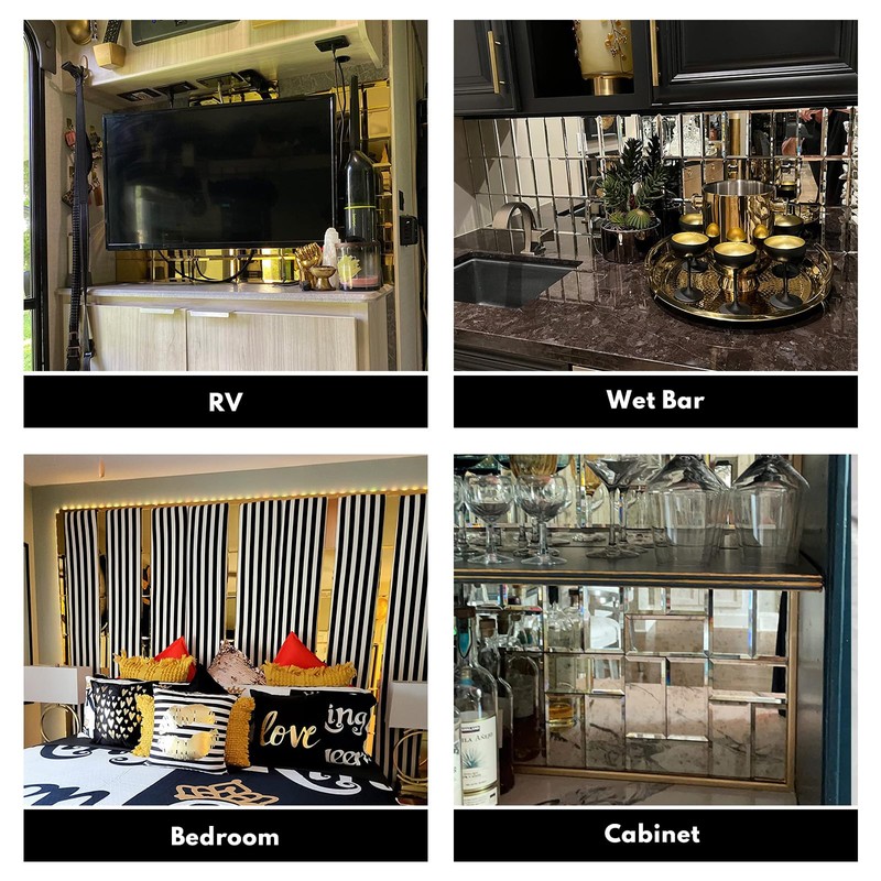 Lovdeco Peel and Stick 3 Inch Beveled Mirror Glass Tile
