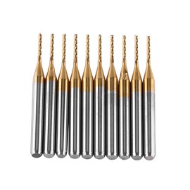 Hilitand Carbide End Mill, Small, 0.12 in (3.175 mm) Shank Diameter 0.04 in (1 mm), Tungsten Steel, Tungsten Carbide (Pack of 10)