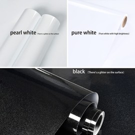 Glossy White Wallpaper peel and Stick Wallpaper Shiny Self Adhesive Removable Wallpaper, 23.6" X 197"Waterproof Countertop Paper White Contact Paper for Cabinet Countertop Furniture Kitchen Vinyl Film