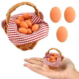1 Piece Miniature Food, 1/12 Miniature Food Set, Miniature Bread Basket, Chicken Egg, Picnic Cloth, Mini Food Dollhouse Decoration, Gnome Door Accessories for Children (Red - Eggs)